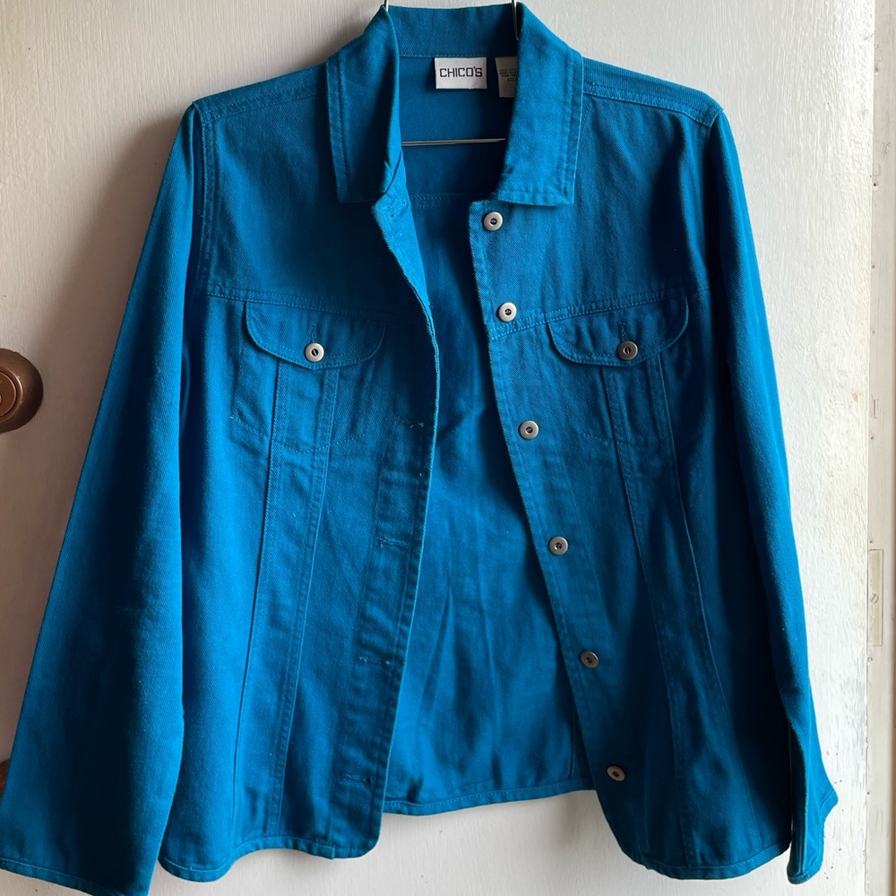CHICO’S Royal Blue Button Up Denim Shirt
